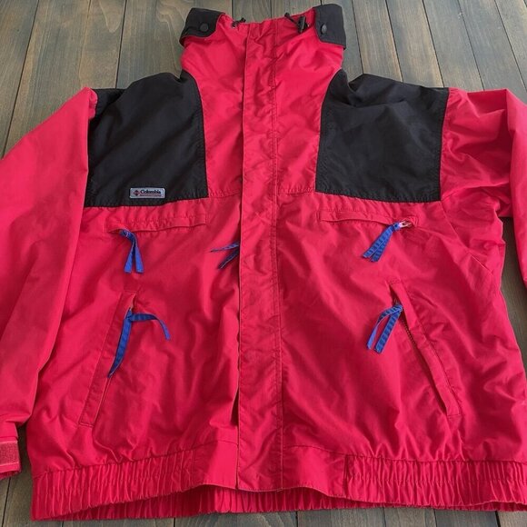 VINTAGE 90s Y2K Columbia Vamoose Ski Jacket Red Black Blue Men's Size Large (P8) - Picture 7 of 11